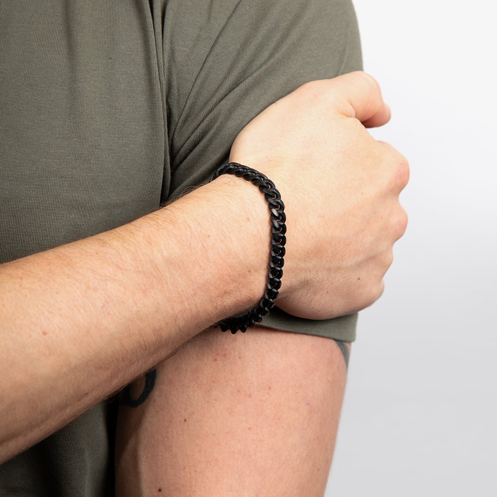 Fred Bennett Black Stainless Steel Curb Chain Bracelet B5569B