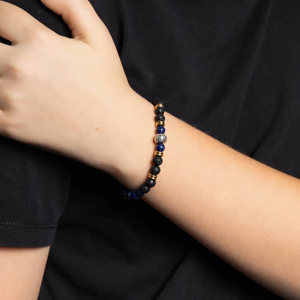 Fred Bennett Smaller Fit Blue Bead Lava Stone Bracelet B5621