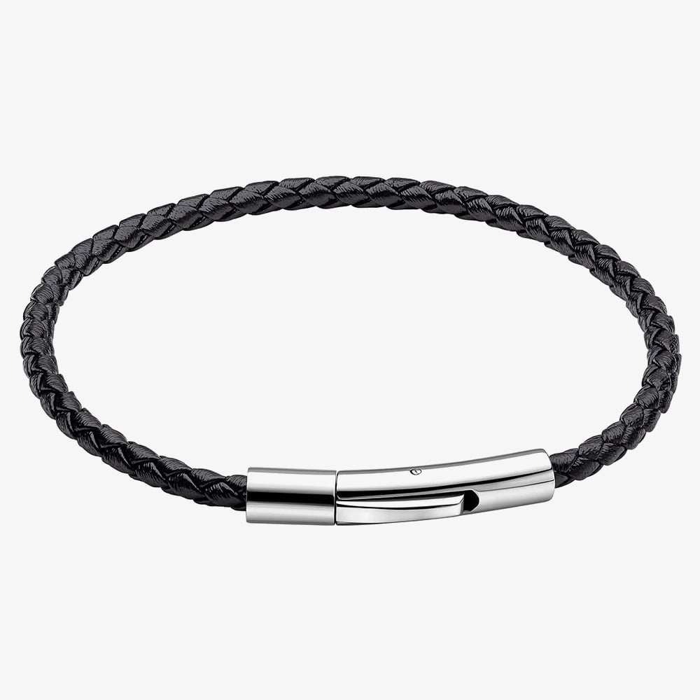 Fred Bennett Smaller Fit Black Braided Leather Bracelet B5626
