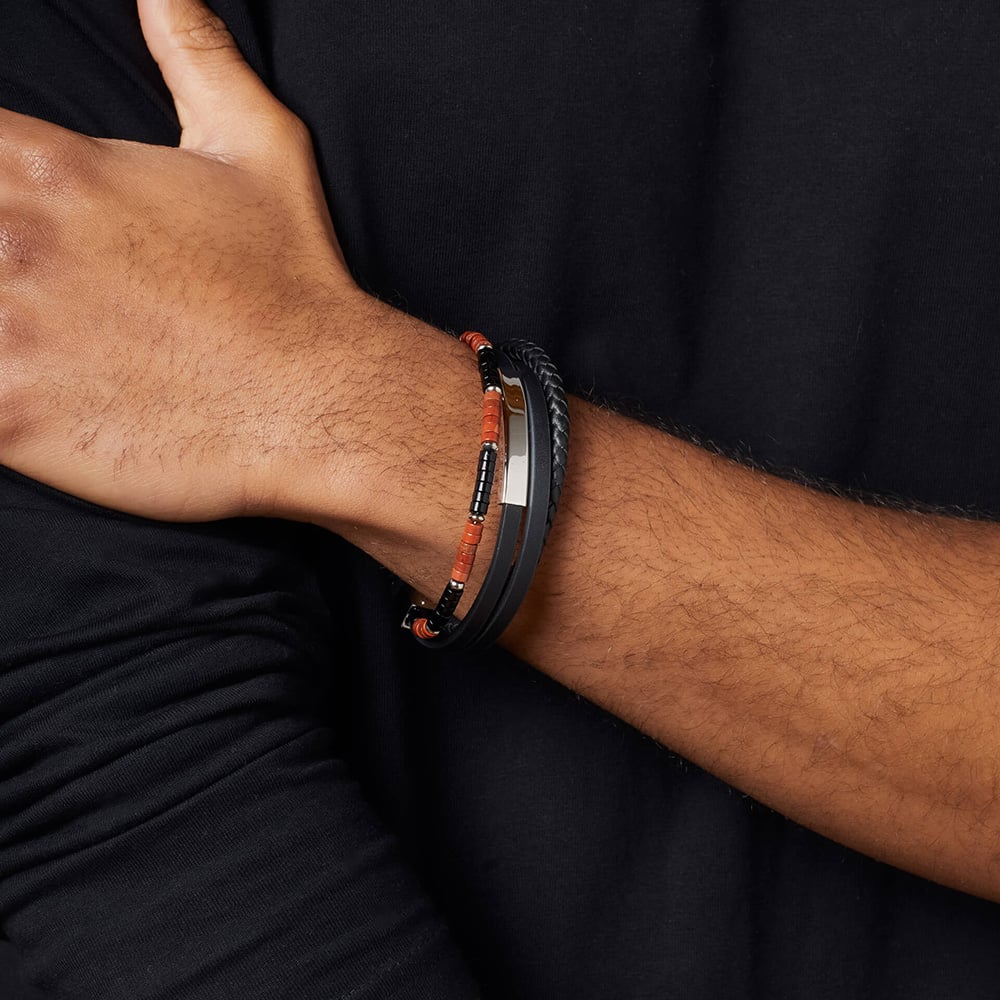Fred Bennett Red Jasper Onyx Multi Layer Leather Bracelet B5637