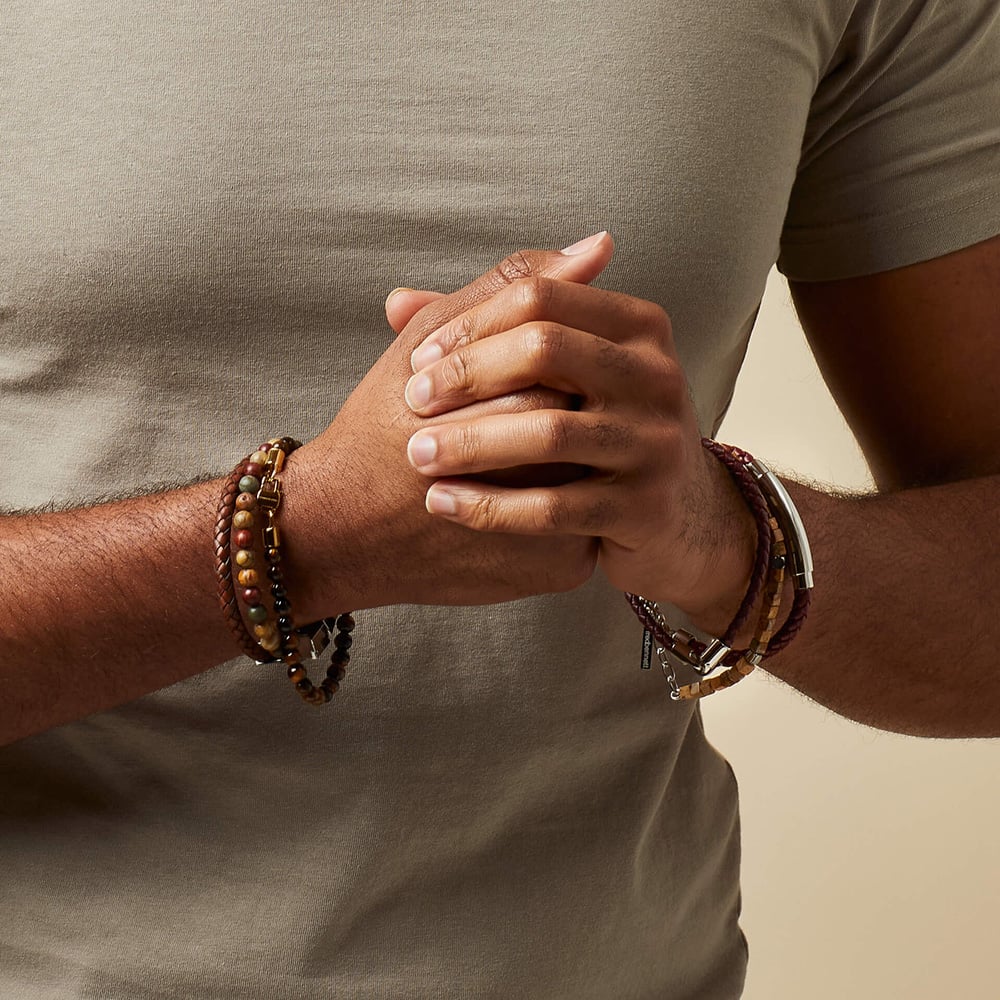 Fred Bennett Burgundy Leather Chain Detail Bracelet B5623