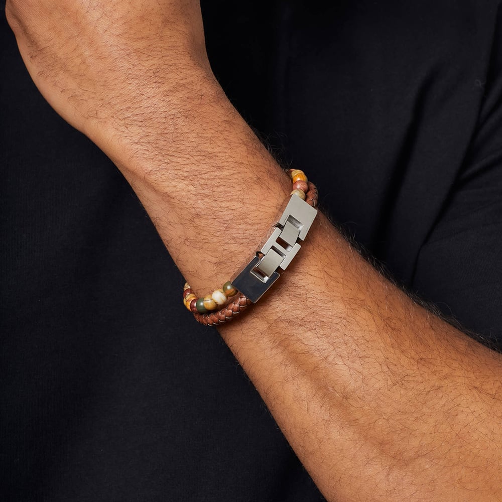 Fred Bennett Red Turquoise Brown Leather Bracelet B5636