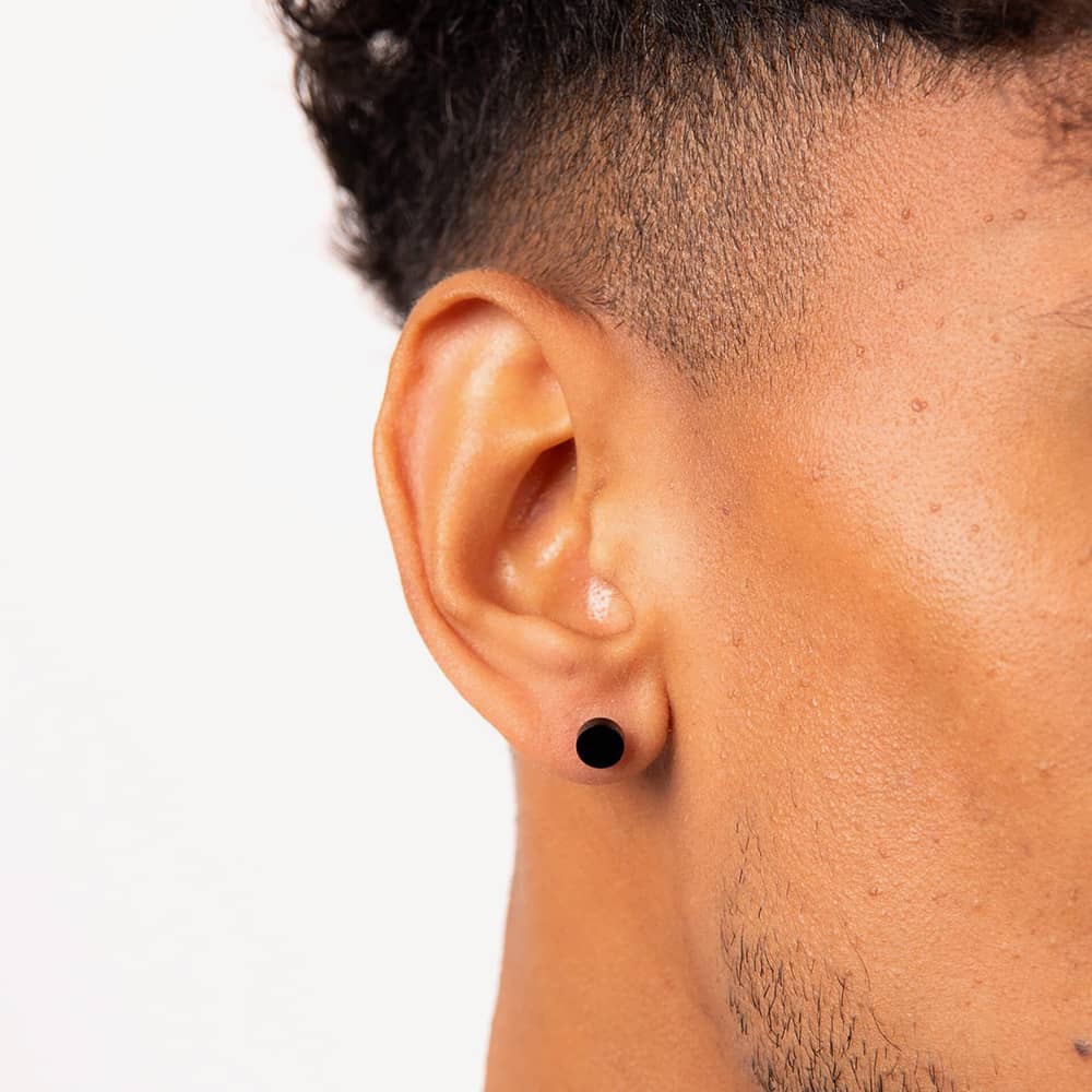 Fred Bennett Plain Round Black Stud Earrings E6395