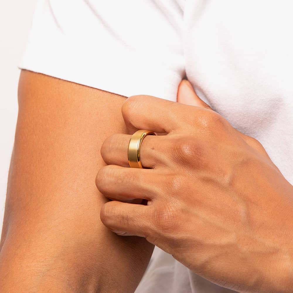Fred Bennett 8mm Brushed Gold Plated Tungsten Ring R3862