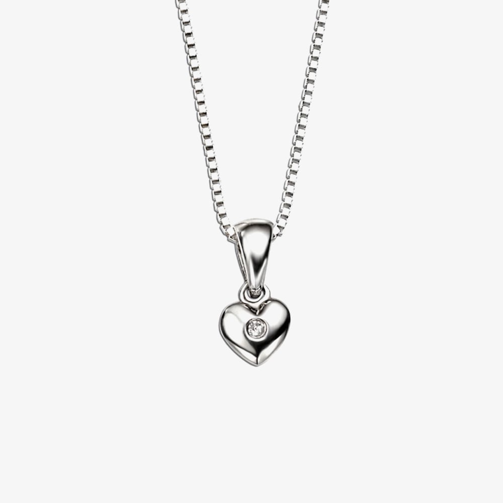 D For Diamond Silver Heart Diamond Pendant Necklace P620