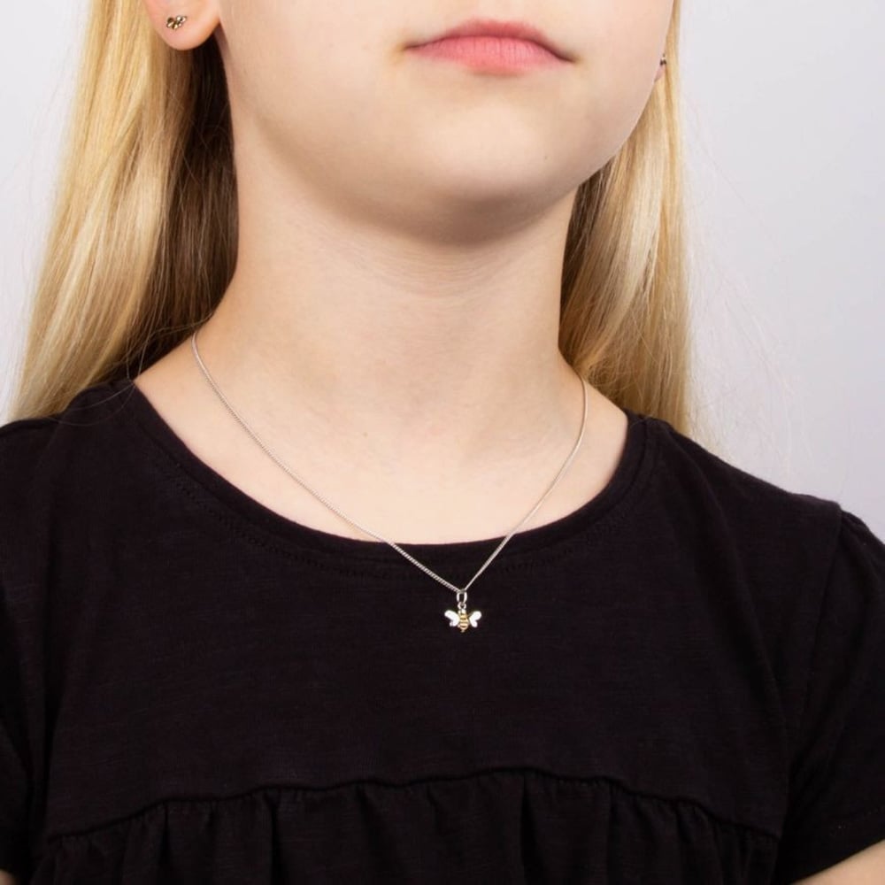 D For Diamond Girls Sterling Silver Diamond Set Bee Necklace P5110