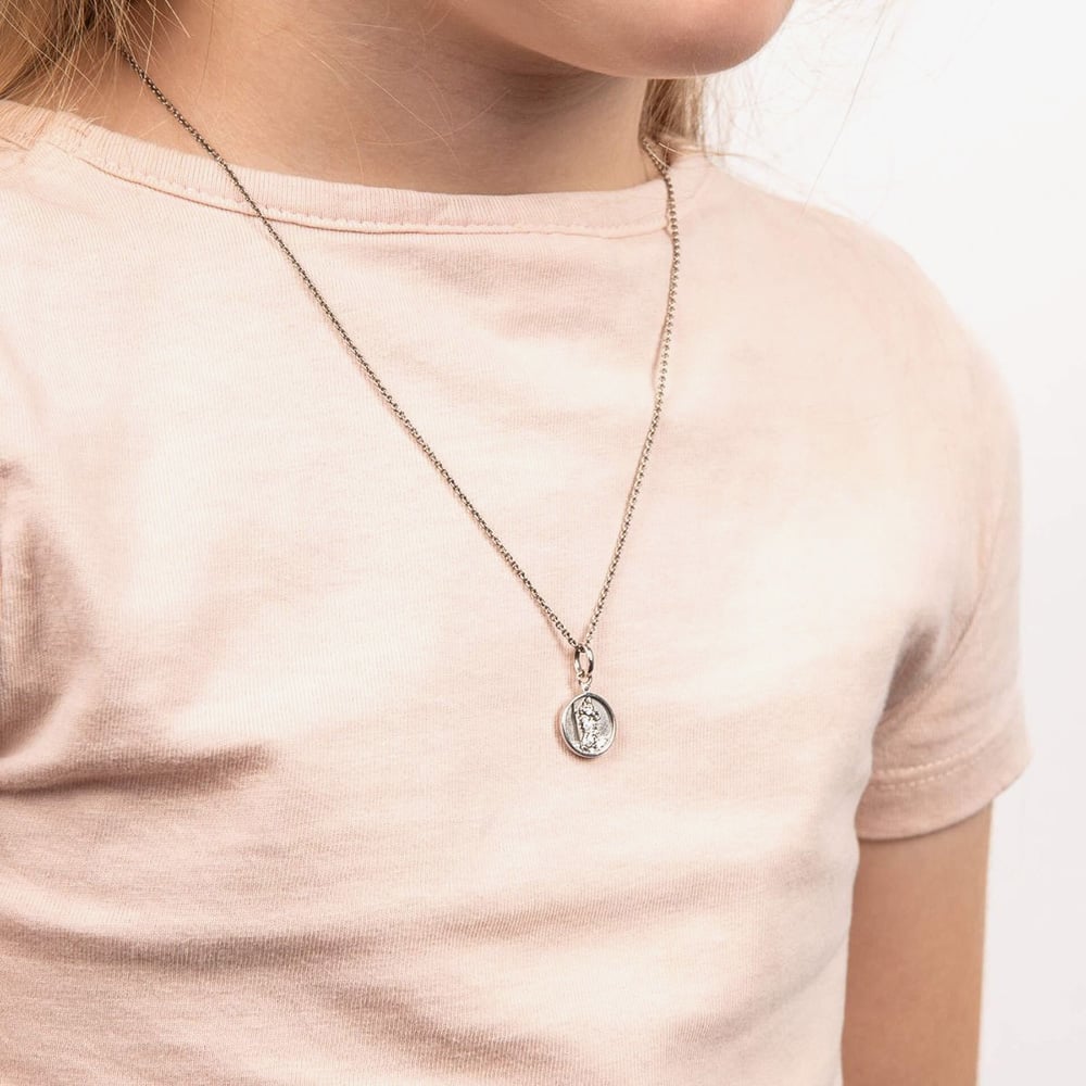 D For Diamond Silver St Christopher Pendant Necklace P5564