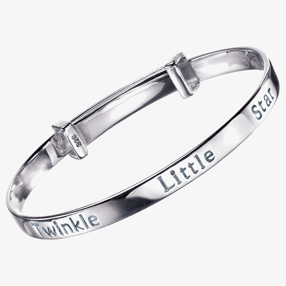 D For Diamond Sterling Silver Twinkle Little Star Baby Bangle B4322