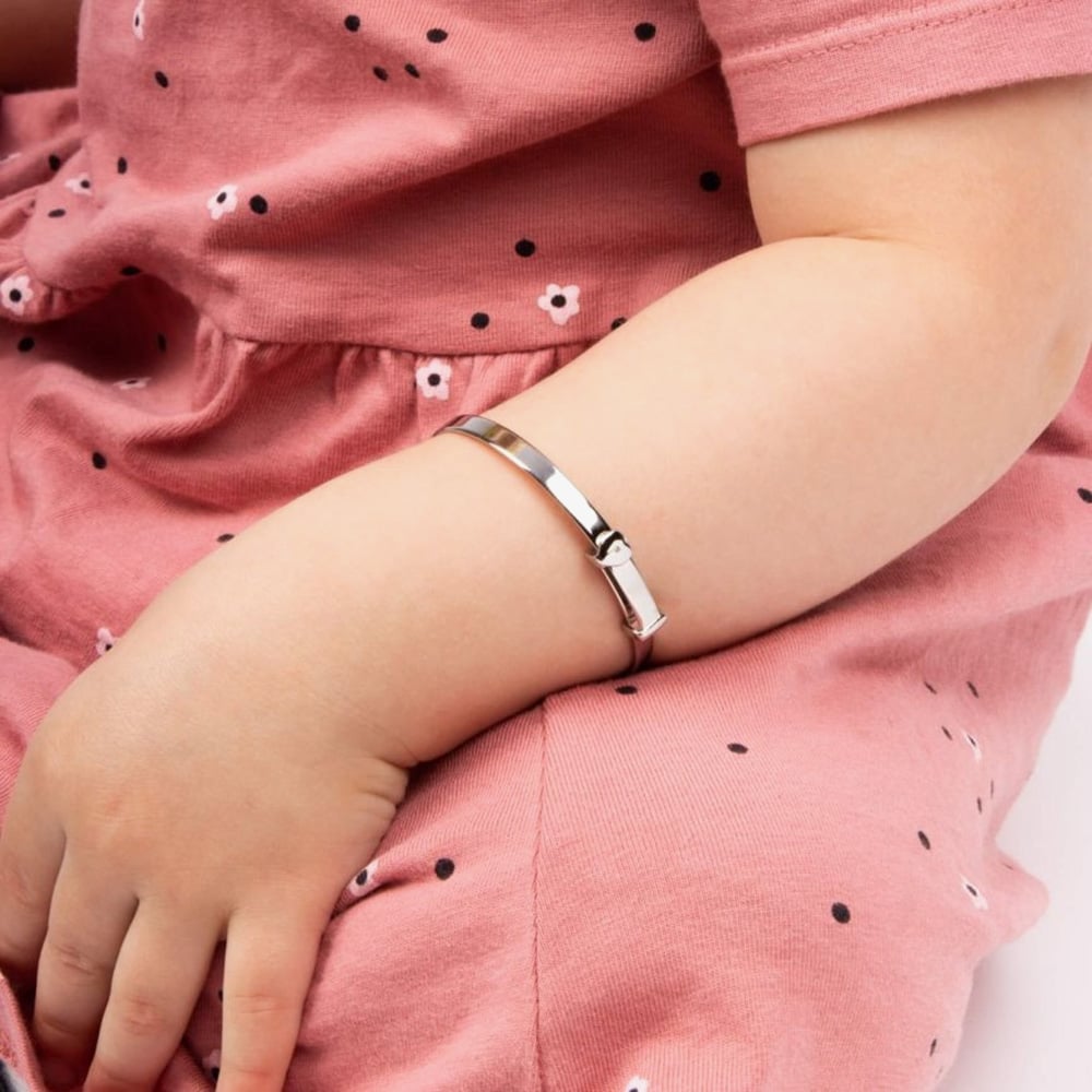 D For Diamond Sterling Silver Heart Baby Bangle B773