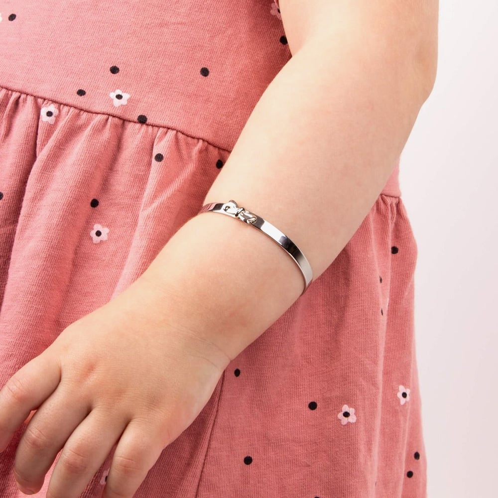 D For Diamond Silver Bow Expanding Baby Bangle B4781