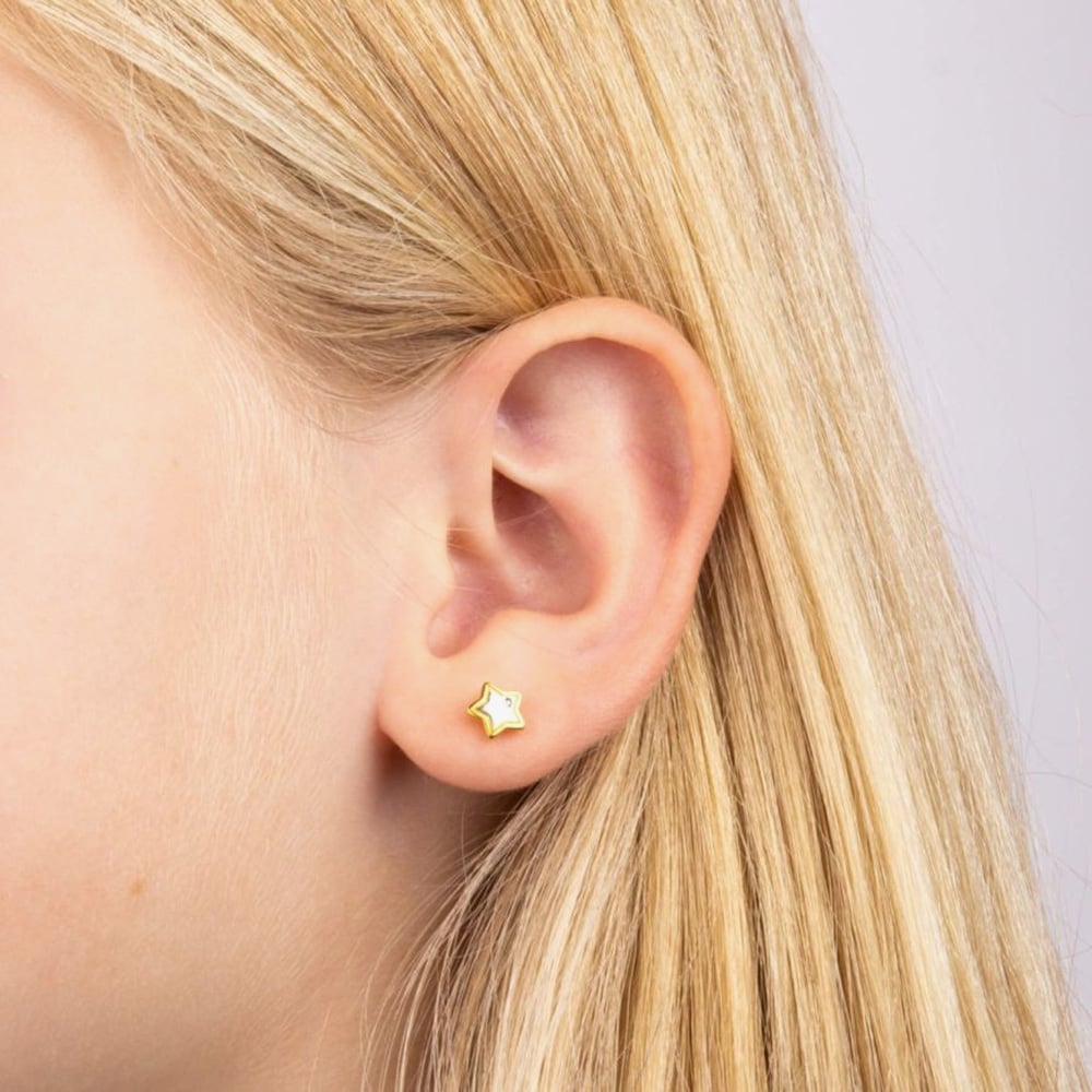 D For Diamond Gold Plated Star Stud Earrings E6158