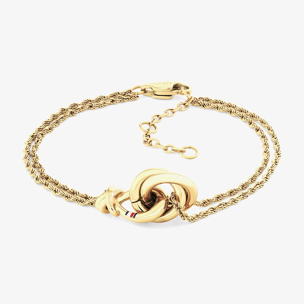 Tommy Hilfiger Gold Tone Nautical Knot Double Chain Bracelet 2780991