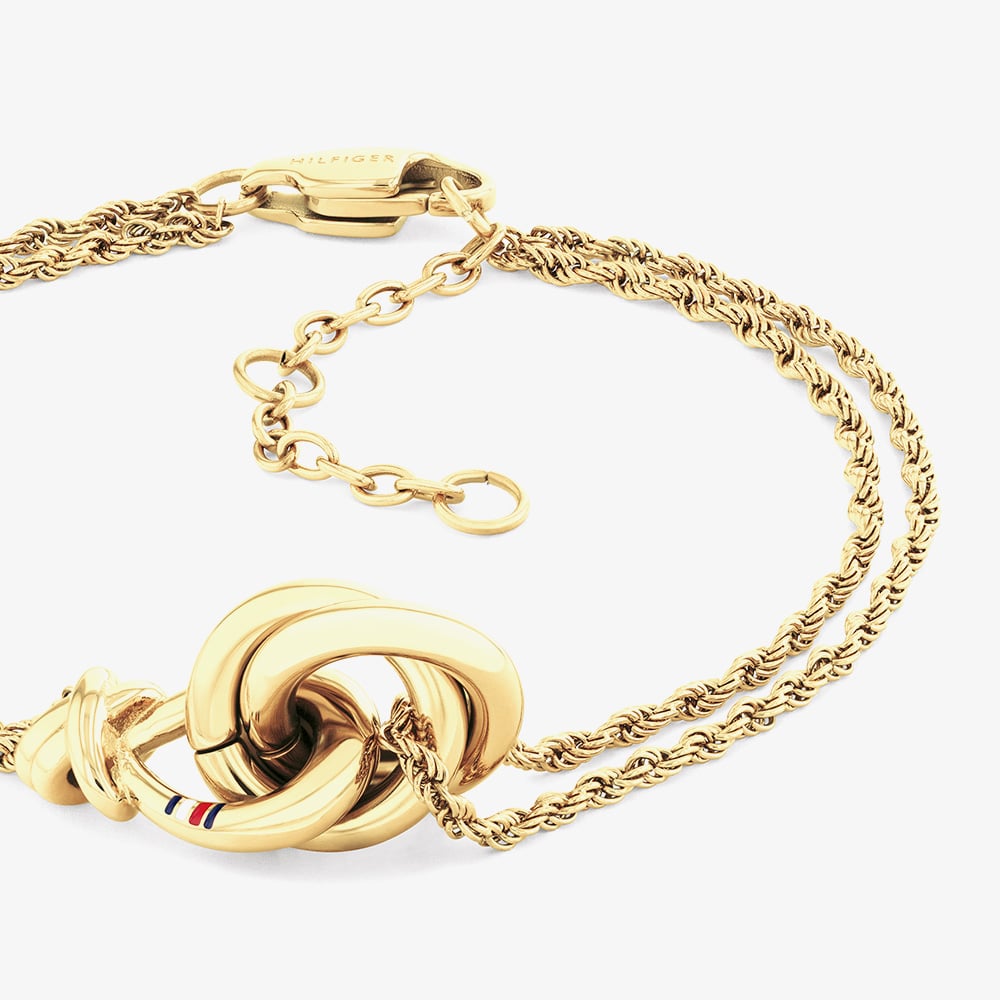 Tommy Hilfiger Gold Tone Nautical Knot Double Chain Bracelet 2780991