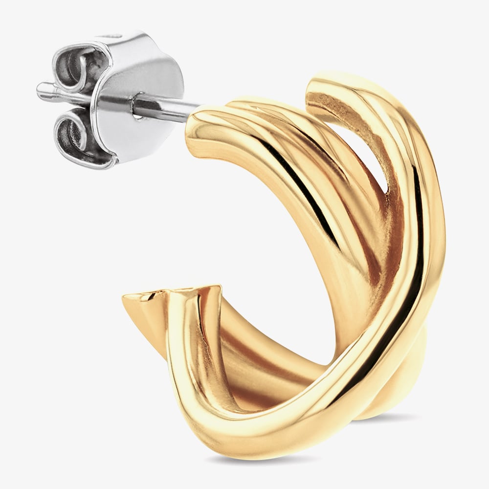 Tommy Hilfiger Gold Tone Knot Huggie Half Hoop Earrings 2780993