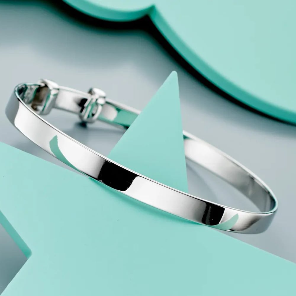 Little Star Cote Silver Plain Baby Bangle LSB0001
