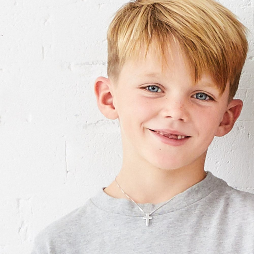 Little Star Boys Thom Silver Cross Pendant Necklace LSN0044
