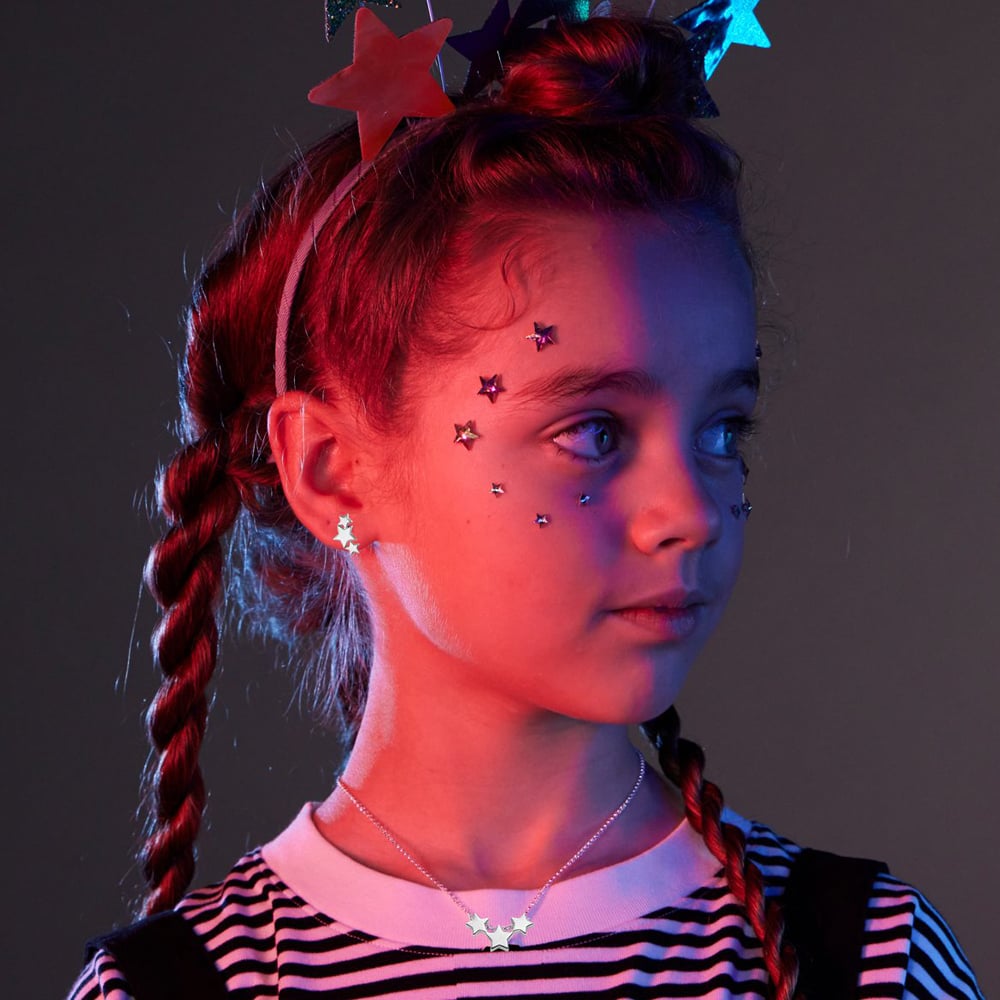 Little Star Girls Astra Silver Triple Star Necklace LSN0588