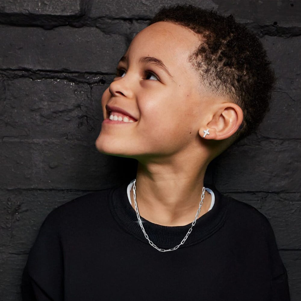 Little Star Boys Claude Silver Oval Chain Link Necklace LSN0605