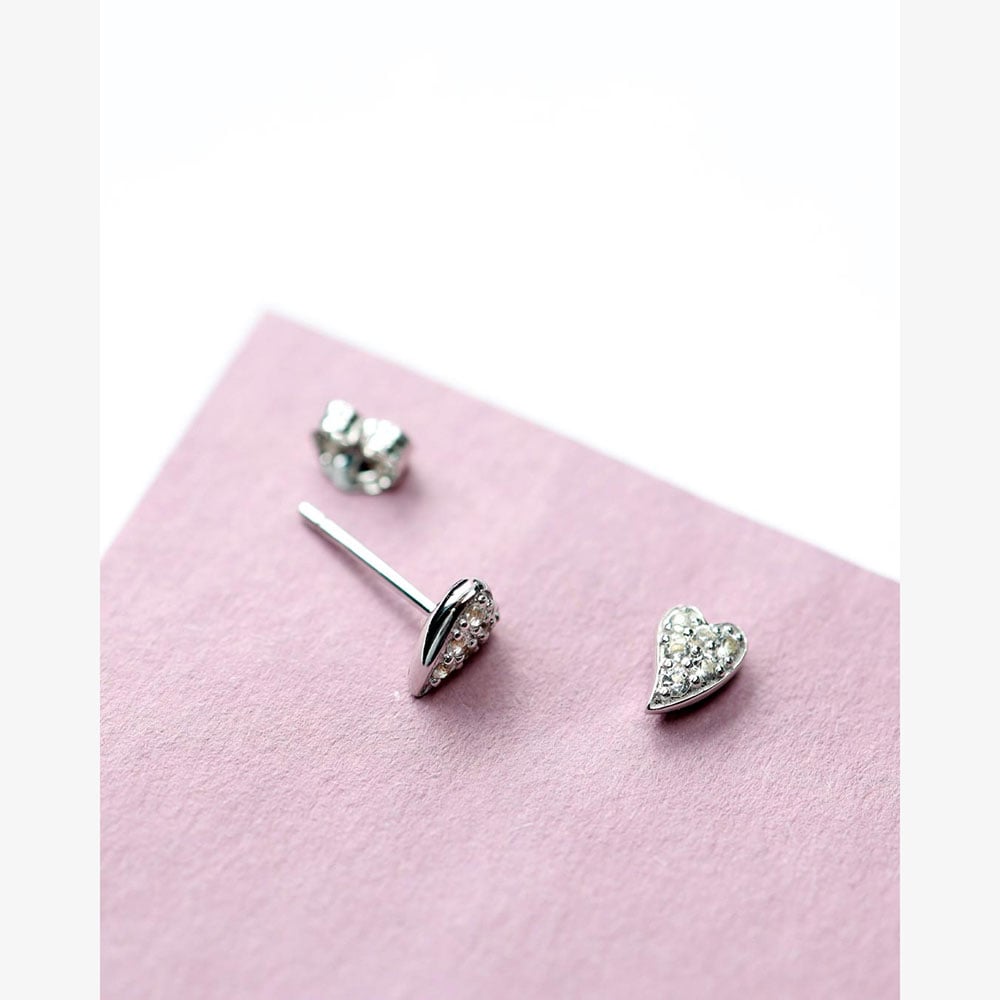 Kit Heath Desire Kiss Precious Pavé Heart Stud Earrings 30505WT