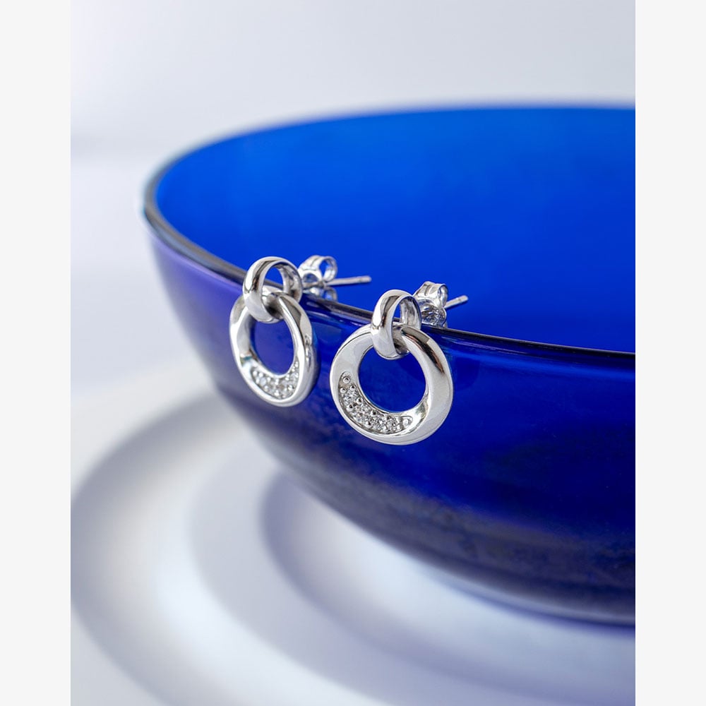 Kit Heath Bevel Cirque Pavé Stud Drop Earrings 3153CZ
