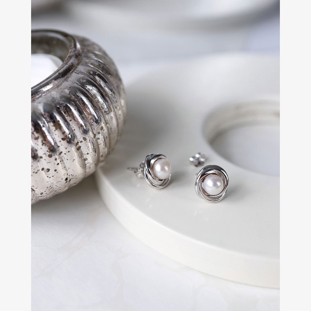 Kit Heath Bevel Trilogy Pearl Stud Earrings 3160FP