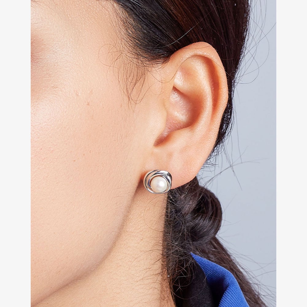 Kit Heath Bevel Trilogy Pearl Stud Earrings 3160FP