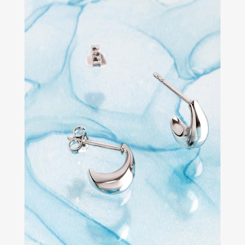 Kit Heath Coast Pebble Smooth Semi Hoop Stud Earrings 40152RP