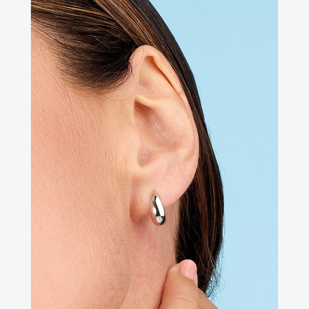 Kit Heath Coast Pebble Smooth Semi Hoop Stud Earrings 40152RP