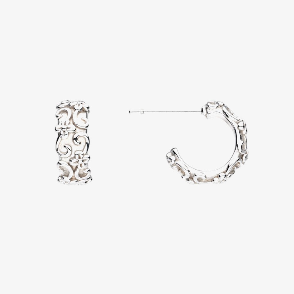 Kit Heath Blossom Flyte Honey Flower Chunky Semi Hoop Stud Earrings 40331RP