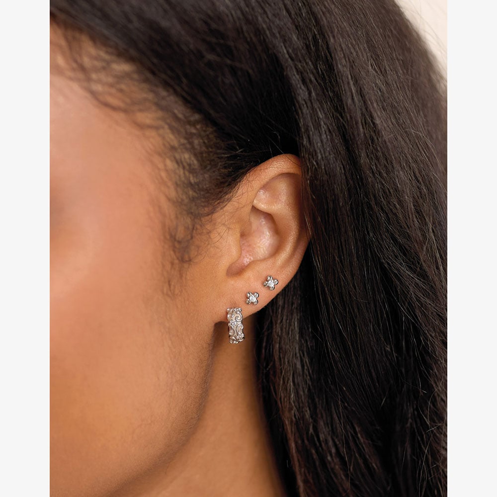 Kit Heath Blossom Flyte Honey Flower Chunky Semi Hoop Stud Earrings 40331RP