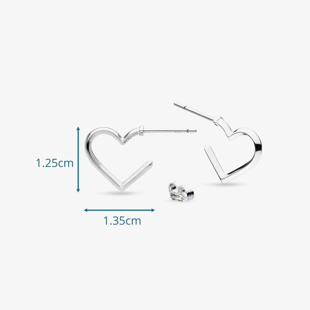 Kit Heath Love Silver Heart Half Hoop Earrings 40531RP