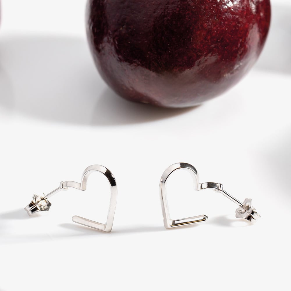 Kit Heath Love Silver Heart Half Hoop Earrings 40531RP