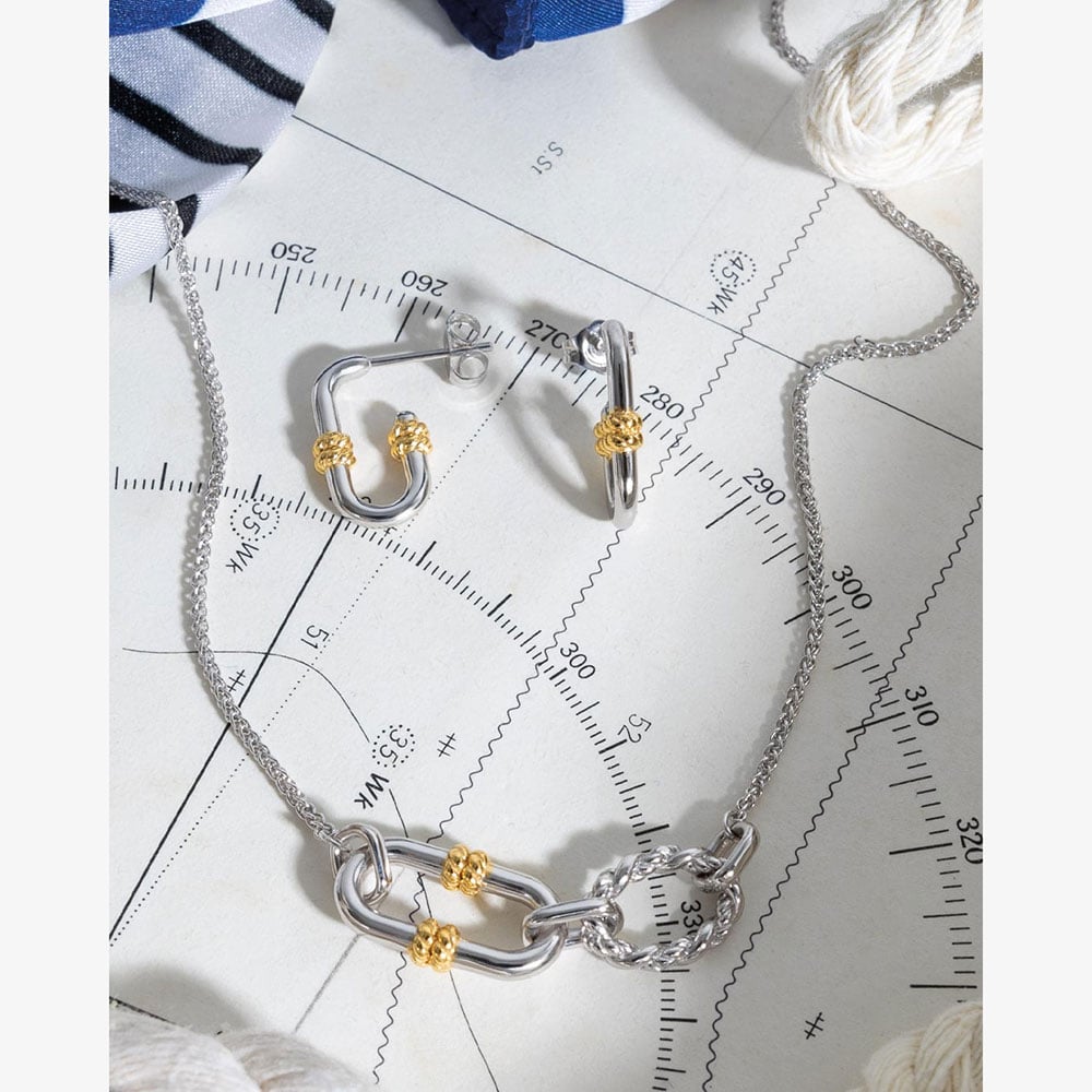 Kit Heath Marina Rope Bar Link Golden Stud Hoop Earrings 41092GRP