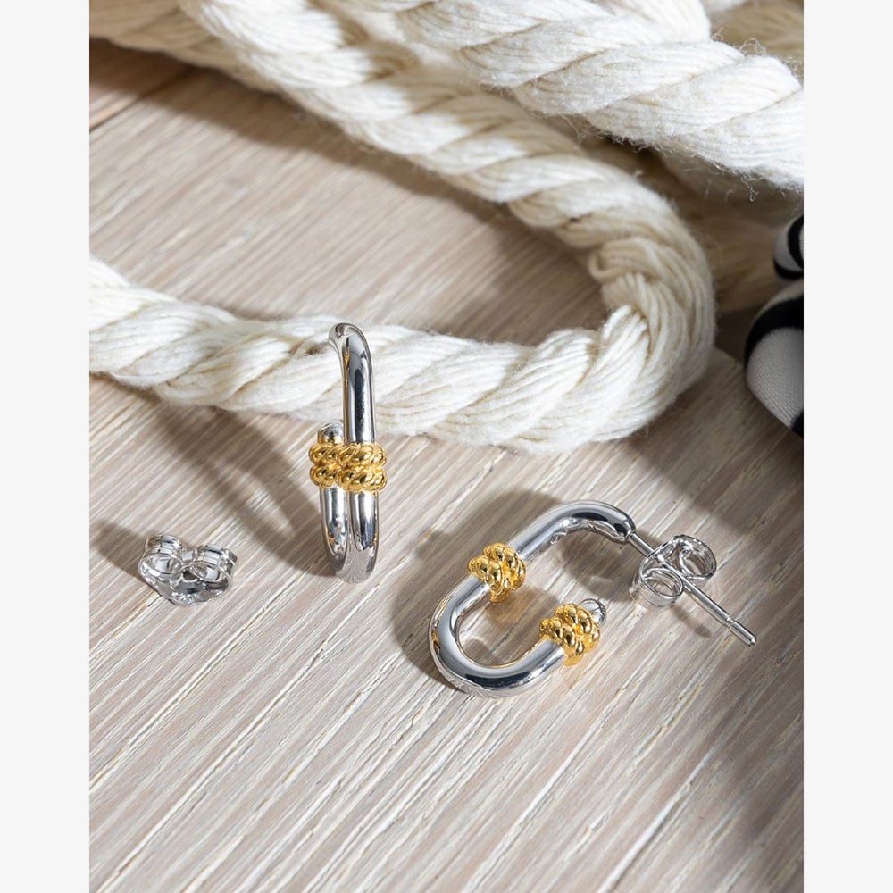 Kit Heath Marina Rope Bar Link Golden Stud Hoop Earrings 41092GRP