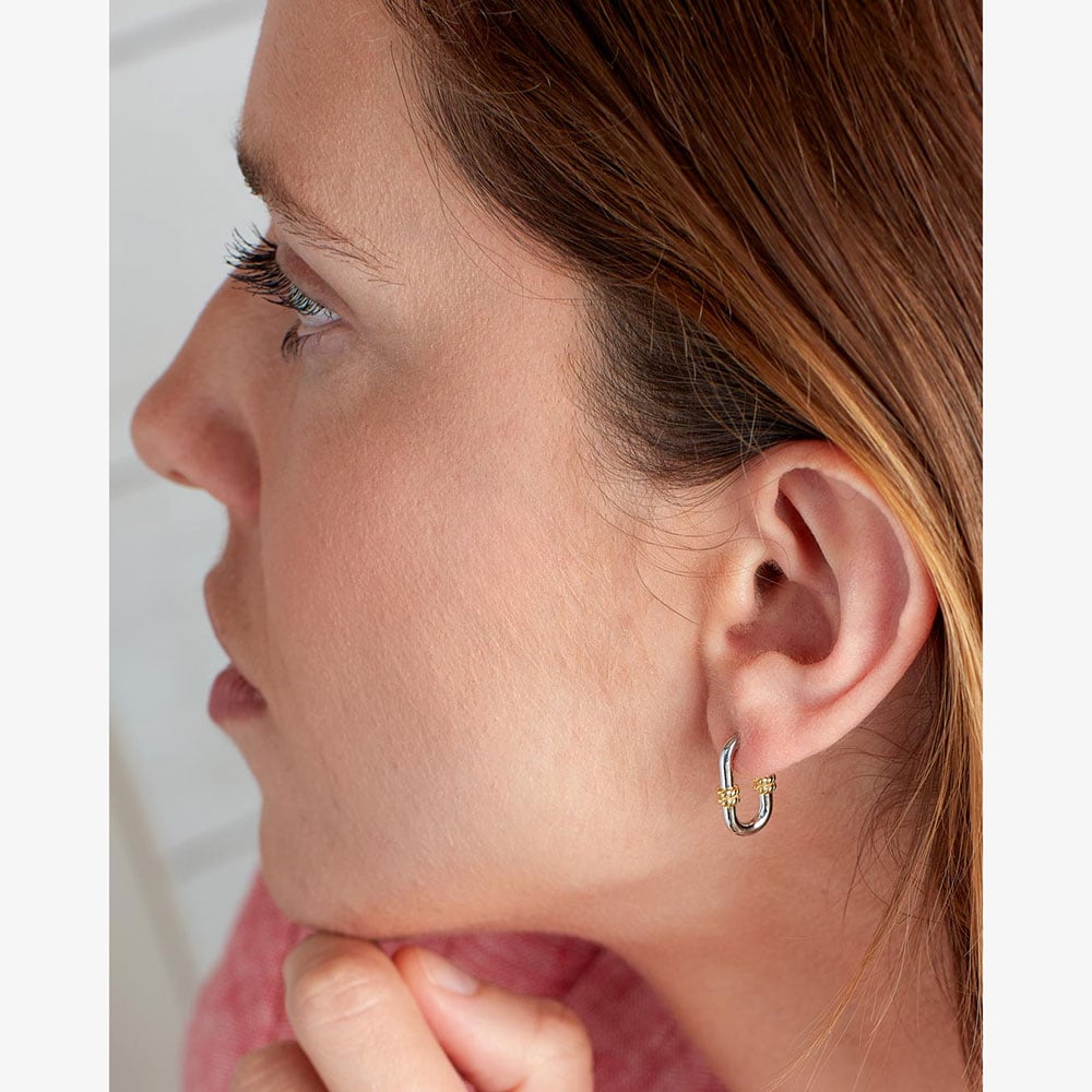 Kit Heath Marina Rope Bar Link Golden Stud Hoop Earrings 41092GRP