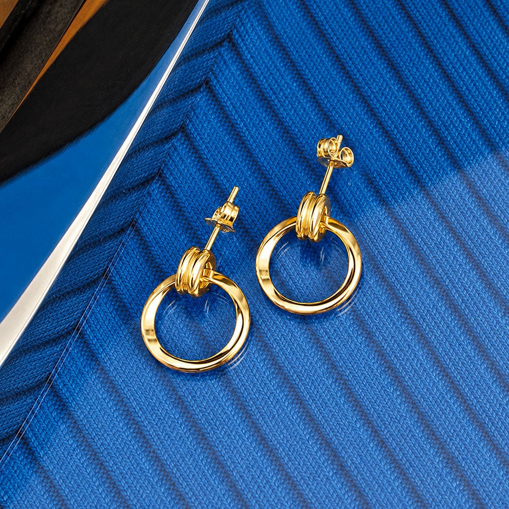 Kit Heath Bevel Unity Golden Drop Stud Earrings 41172GRP
