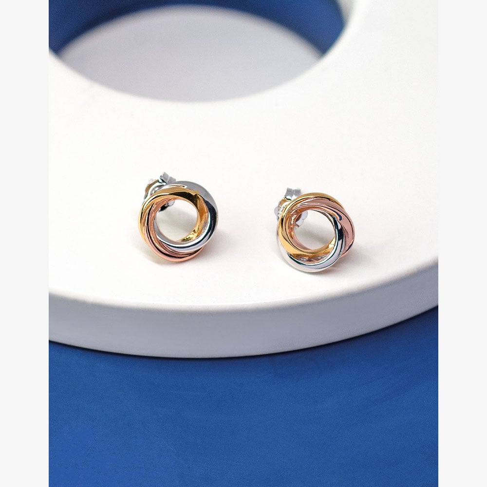 Kit Heath Bevel Trilogy Gold Stud Earrings 4169GRG