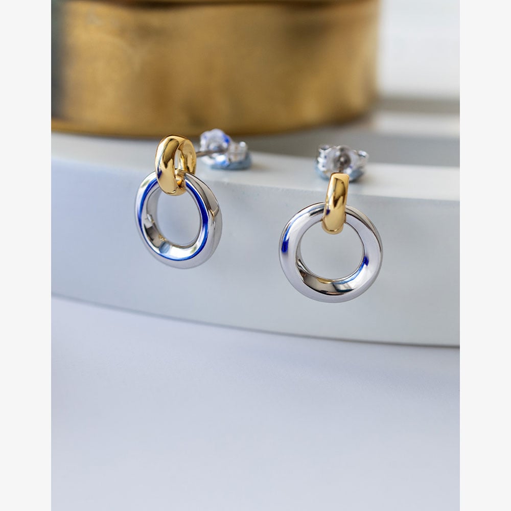 Kit Heath Bevel Cirque Link Golden Stud Drop Earrings 4172GRP