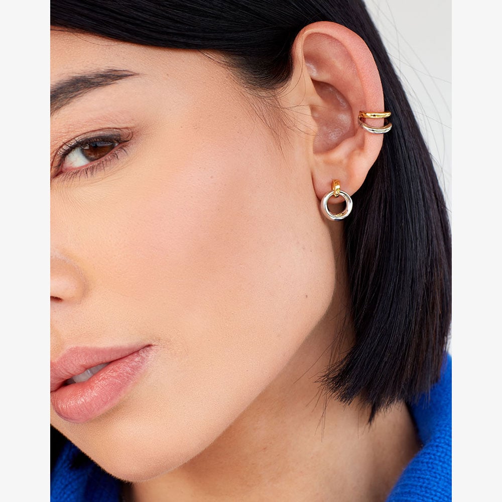 Kit Heath Bevel Cirque Link Golden Stud Drop Earrings 4172GRP