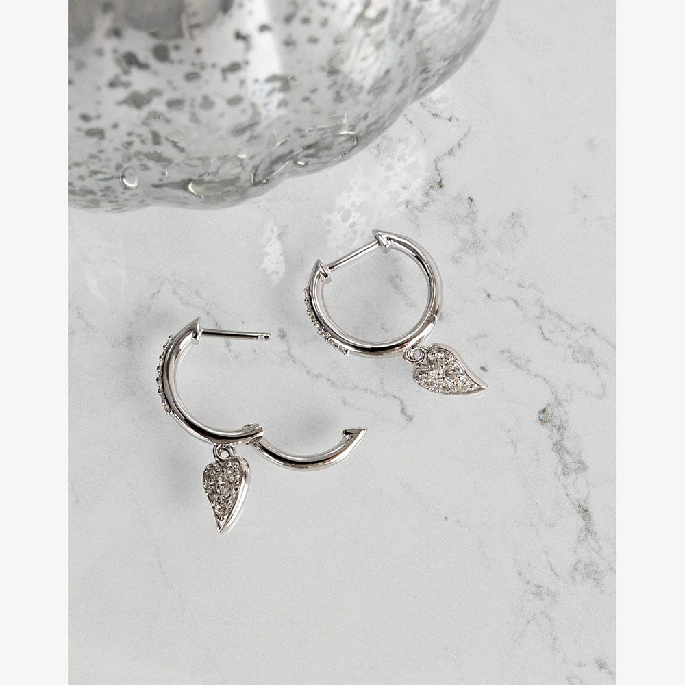 Kit Heath Desire Kiss Precious Pavé Heart Hoop Earrings 50511WT