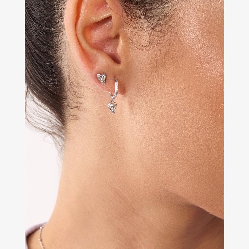 Kit Heath Desire Kiss Precious Pavé Heart Hoop Earrings 50511WT
