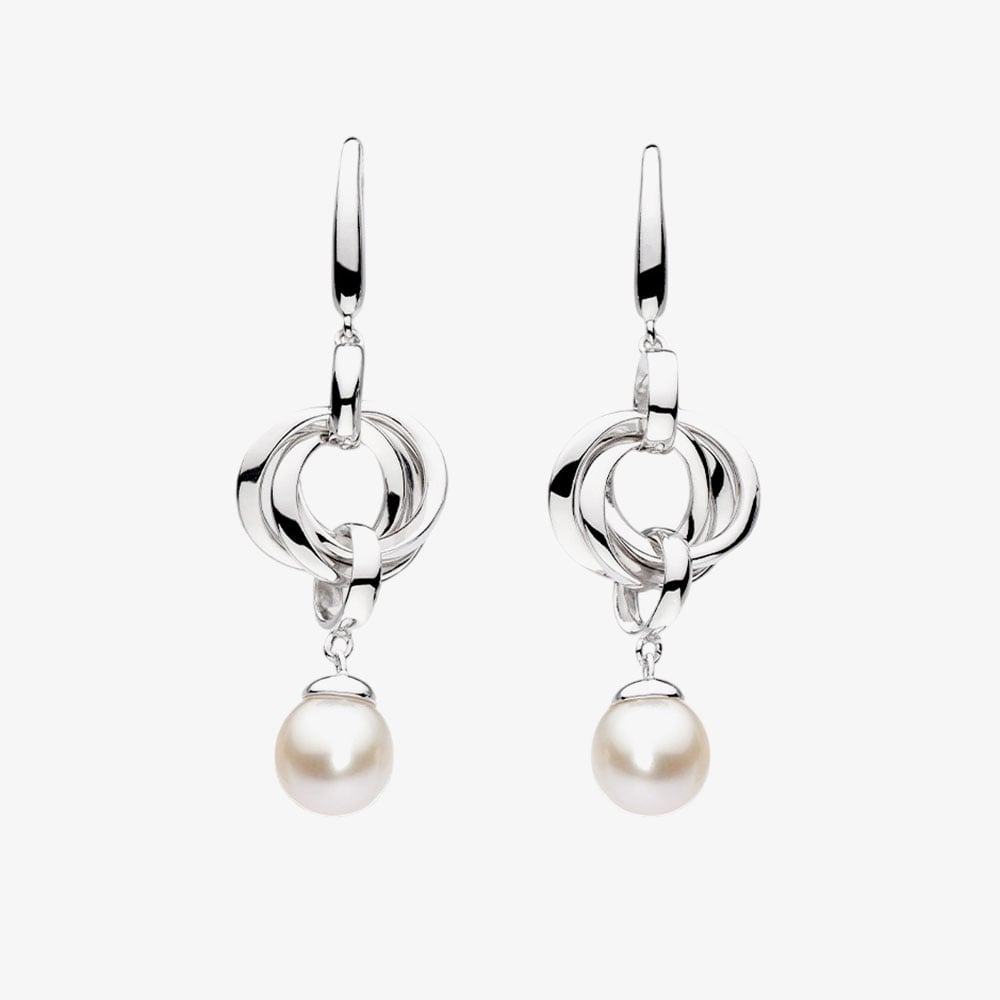 Kit Heath Bevel Trilogy Pearl Link Drop Earrings 5160FP