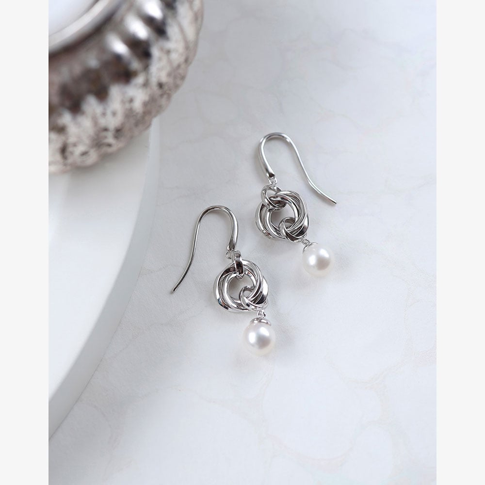 Kit Heath Bevel Trilogy Pearl Link Drop Earrings 5160FP
