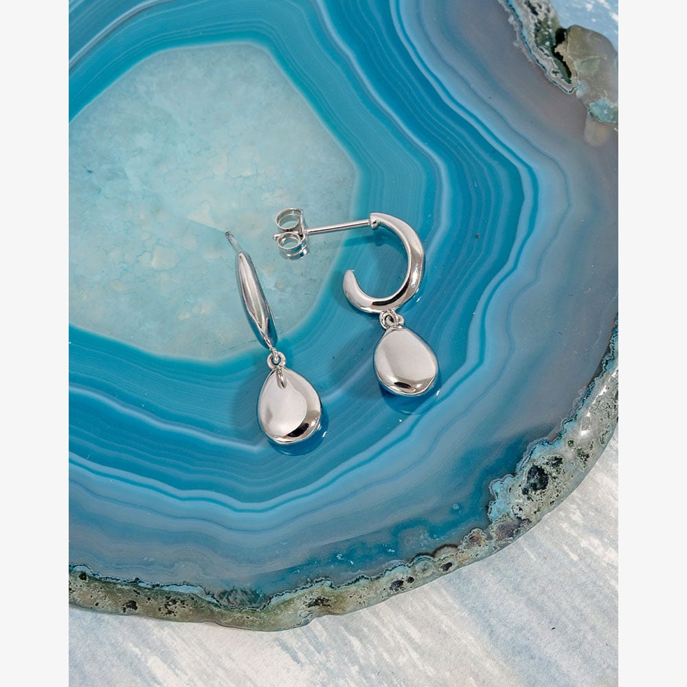 Kit Heath Coast Pebbles Semi Hoop Stud Drop Earrings 60187RP