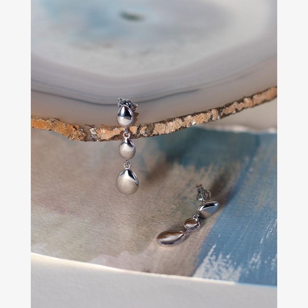 Kit Heath Coast Pebbles Triple Linking Pebbles Drop Earrings 60189RP