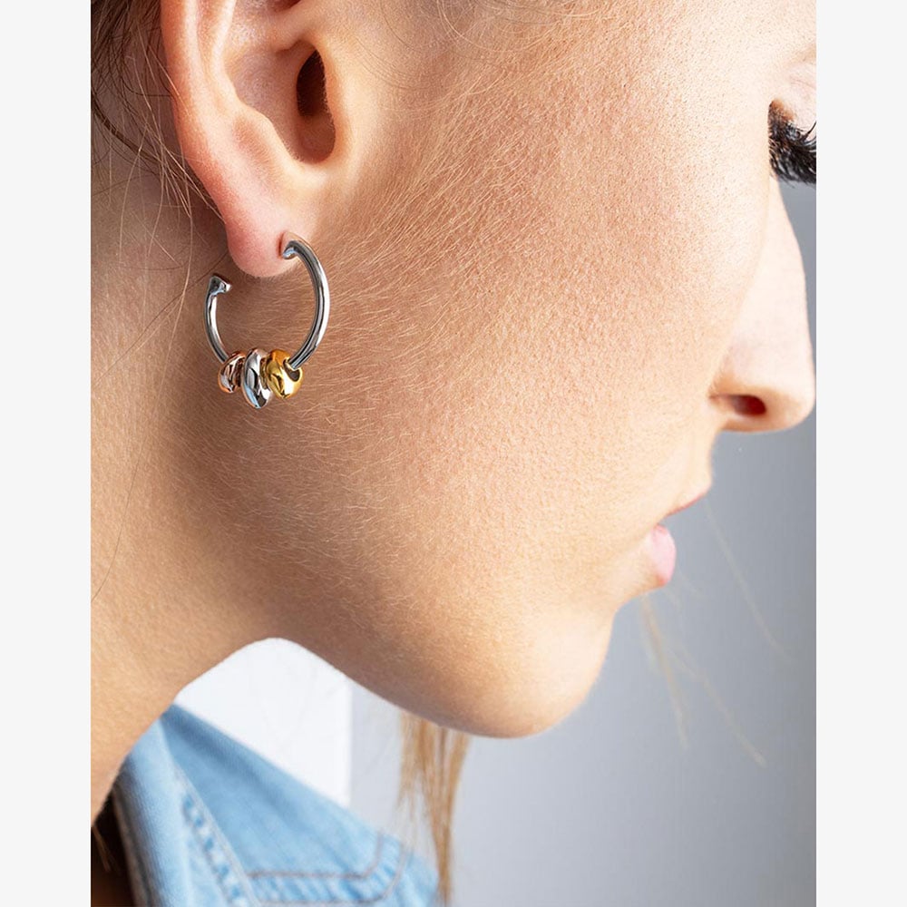 Kit Heath Coast Tumble Golden Semi Hoop Stud Earrings 60195GRG