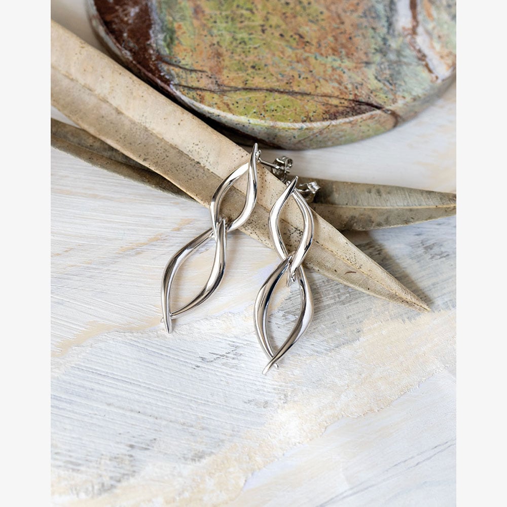 Kit Heath Entwine Twine Twist Duo Link Drop Earrings 60229RP