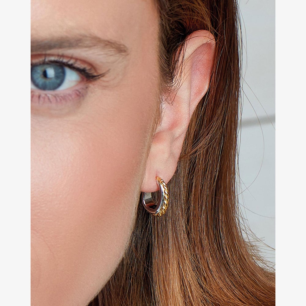 Kit Heath Marina Rope Band Semi Hoop Stud Earrings 61065GRP