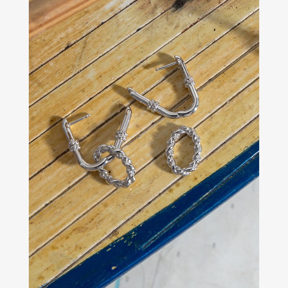 Kit Heath Marina Rope Link Duo Grande Hoop Earrings 61099RP