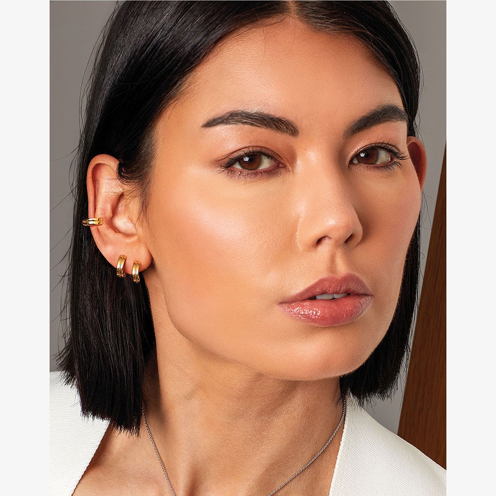 Kit Heath Bevel Unity Golden Hinged Huggie Hoop Earrings 61171GD